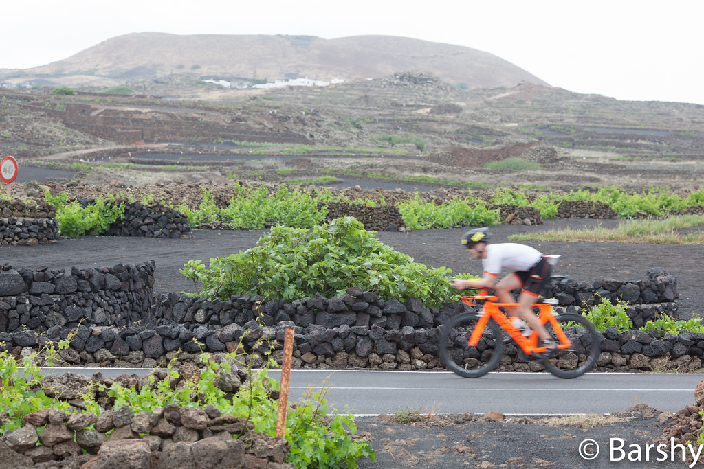 IRONMAN Lanzarote bike leg climbing one of the inland volcanic roads