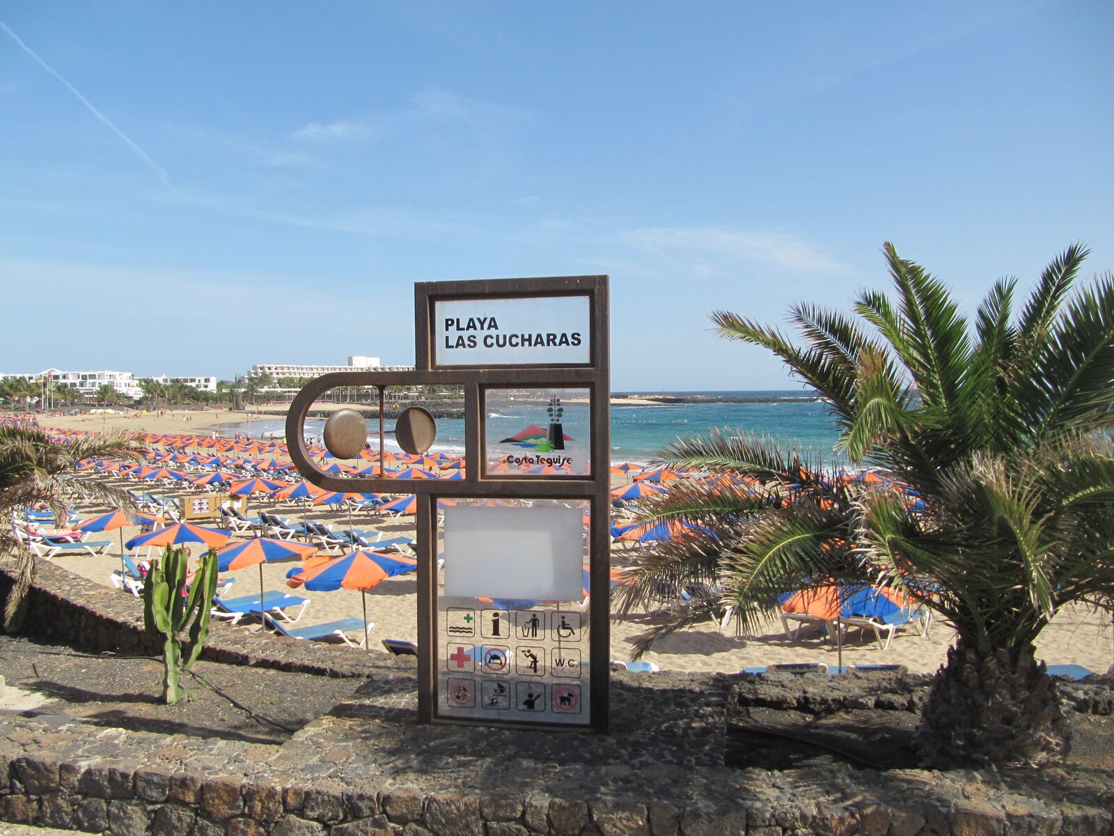 Playa de las Cucharas in Costa Teguise, the main windsurf bay on the east coast of Lanzarote
