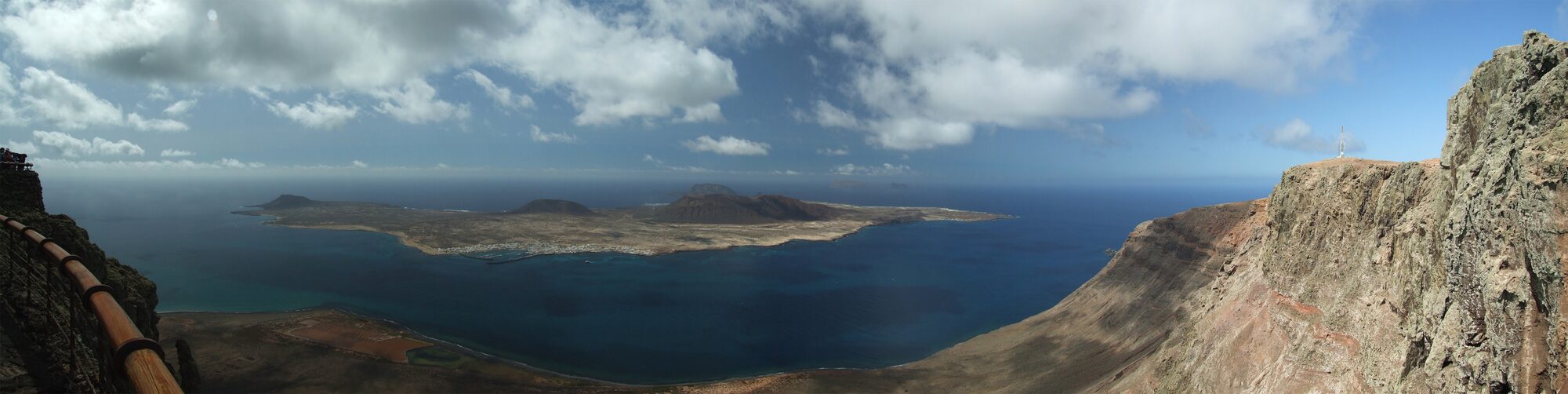 View from Mirador del Río over the channel to La Graciosa, the climb that opens Stage 1 of the Vuelta Ciclista a Lanzarote